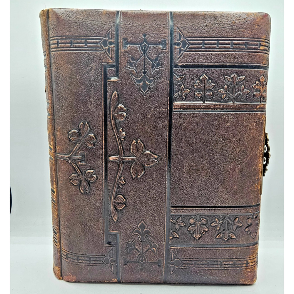 Antique Victorian Era Leather Bound Photo Album w/ Front Clasp Gorgeous